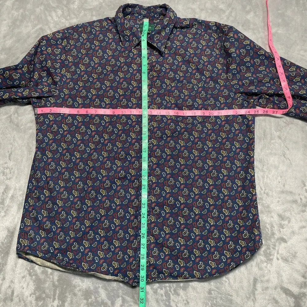 J Crew Oarsman Shirt Mens Large Blue Paisley Classic Preppy Academia Casual
